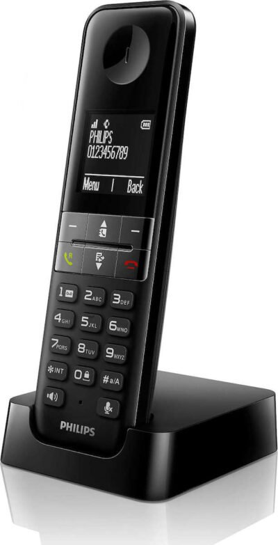 PHILIPS ασύρματο τηλέφωνο D4701B/34 με ελληνικό μενού Mαύρο/Λευκό - Image 2