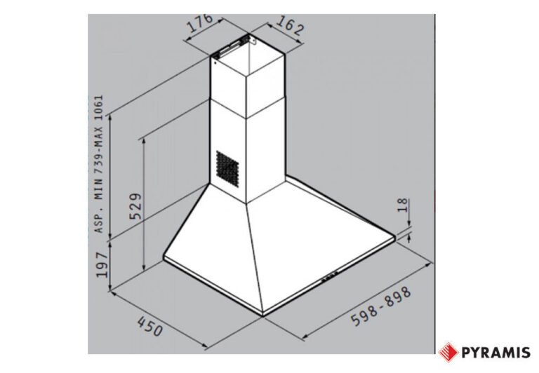 Απορροφητήρας Pyramis Καμινάδα Τετράγωνη Lux 60cm 065030102
