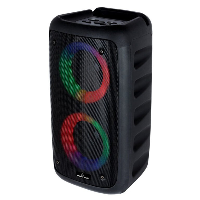 POWERTECH φορητό ηχείο PT-990, 10W RMS, FM, 2400mAh, RGB, μαύρο