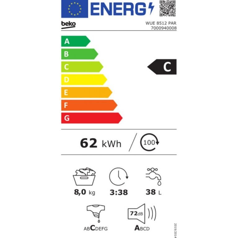BEKO WUE8512PAR Πλυντήριο Ρούχων 8KG