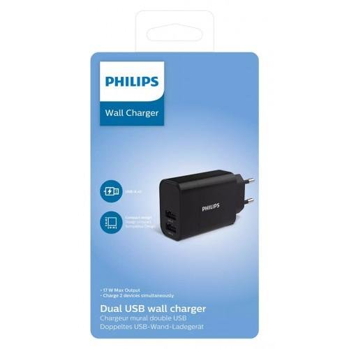 philips-φορτιστής-τοίχου-dlp2620-12-2x-usb-17w-μαύρος (1) PHILIPS φορτιστής τοίχου κατάλληλος & για GARMIN ALPHA 300/200 TT25 T20