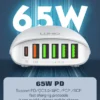 6933138600290-2 LDNIO σταθμός φόρτισης A6573C, USB-C/5x USB, 65W, PD/QC