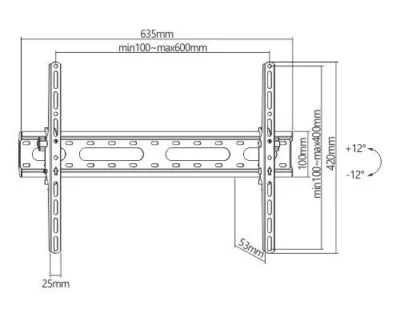 POWERTECH επιτοίχια βάση PT-1275 για τηλεόραση 37-80", έως 45kg - Image 2