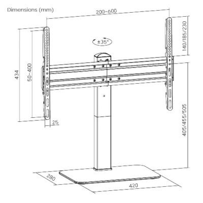 POWERTECH επιτραπέζια βάση PT-1328 για τηλεόραση 37-70", 40kg - Image 6