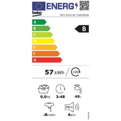 Beko WTX 91232 WΙ Πλυντήριο Ρούχων Inverter 9kg - Image 2