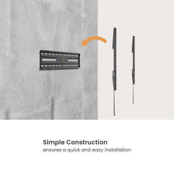 Powertech PT-1371 Βάση Τηλεόρασης Τοίχου έως 86" και 75kg Ασημί