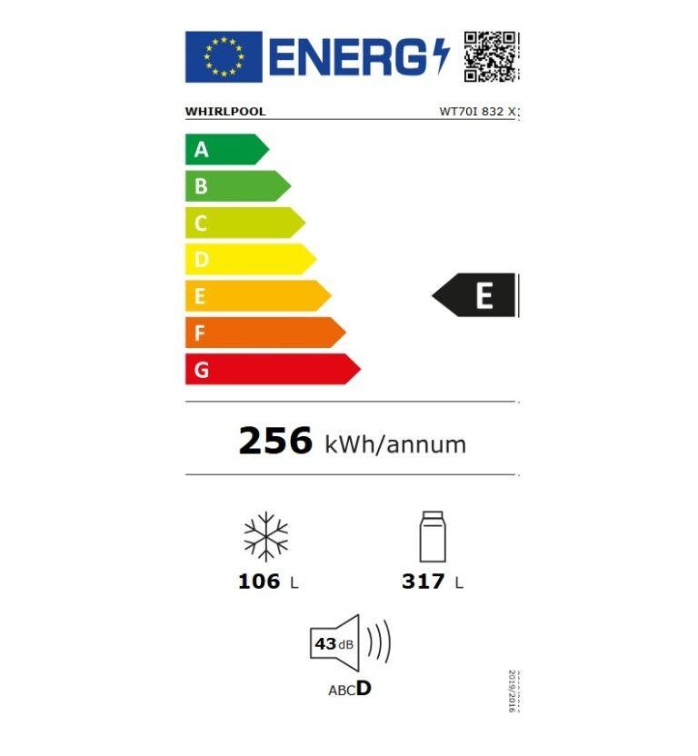 Ψυγείο δίπορτο WHIRLPOOL 423LT WT70I 832 X