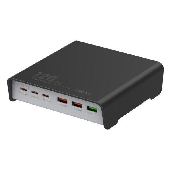5210131079416 Ldnio Βάση Φόρτισης με 3 Θύρες USB-A και 3 Θύρες USB-C 120W Power Delivery σε Μαύρο χρώμα (Q605)