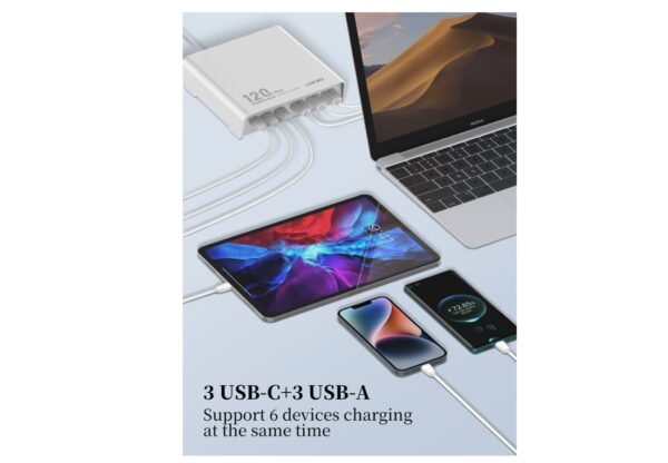 Ldnio Βάση Φόρτισης με 3 Θύρες USB-A και 3 Θύρες USB-C 120W Power Delivery σε Μαύρο χρώμα (Q605)