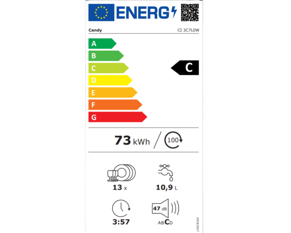 Πλυντήριο πιάτων Εντοιχιζόμενο Candy CI 3C7L0W
