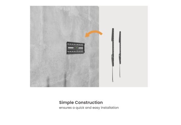 Powertech PT-1373 Βάση Τηλεόρασης Τοίχου έως 75" και 75kg Ασημί