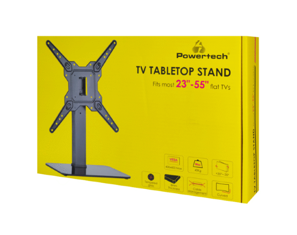 Powertech PT-1281 Επιτραπέζια Βάση Τηλεόρασης έως 55" και 40kg Ασημί