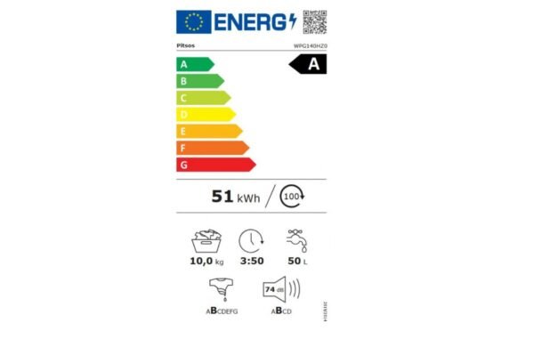Pitsos Hydroactive Plus Πλυντήριο Ρούχων 10kg με Τεχνολογία Ατμού 1400 Στροφών HydroActive Plus WPG140HZ0