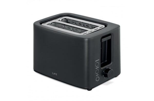 LIFE Crunchy Flat Black Series Φρυγανιέρα 2 Θέσεων 750W Μαύρη (221-0444)
