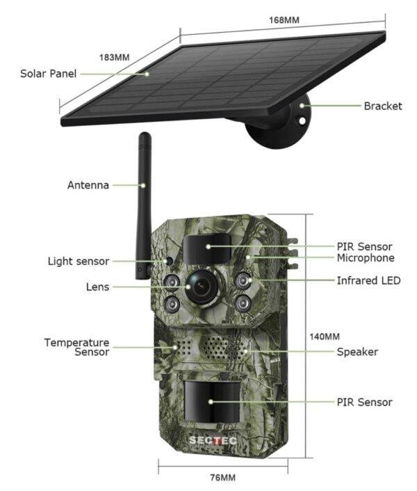 SECTEC ST-HC809 Ηλιακή IP Κάμερα 4G 3MP με PIR, Νυχτερινή Όραση & IP66
