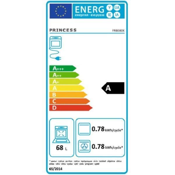 fr8080x Energy LABEL-800x800 Princess FR8080X Ηλεκτρική Κουζίνα 60cm με Κεραμικές Εστίες & Φούρνο 72L Inox