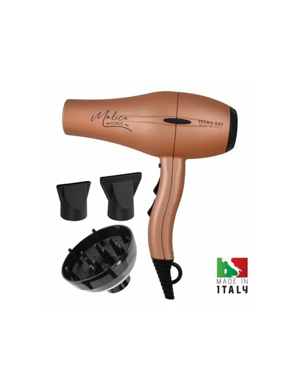 pistolaki-mallion-tecno-dry-malice-ionic-2200w-roz-xryso TECNO DRY Malice Ionic Επαγγελματικό Σεσουάρ Μαλλιών 2200W Ροζ/Χρυσό με 2 Στόμια & Φυσούνα