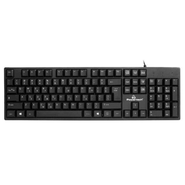 POWERTECH PT-1074 Ενσύρματο Πληκτρολόγιο USB EN/GR Μαύρο