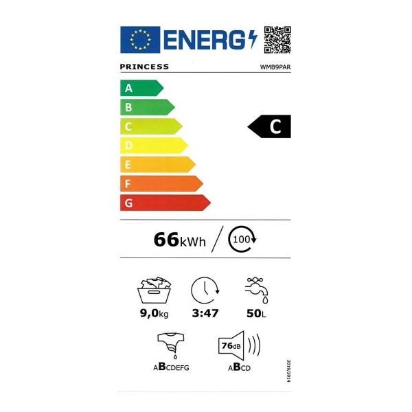 princess_9kg_label_4 PRINCESS WMB 9PAR Πλυντήριο Ρούχων 9kg 1400 Στροφών Inverter Λευκό