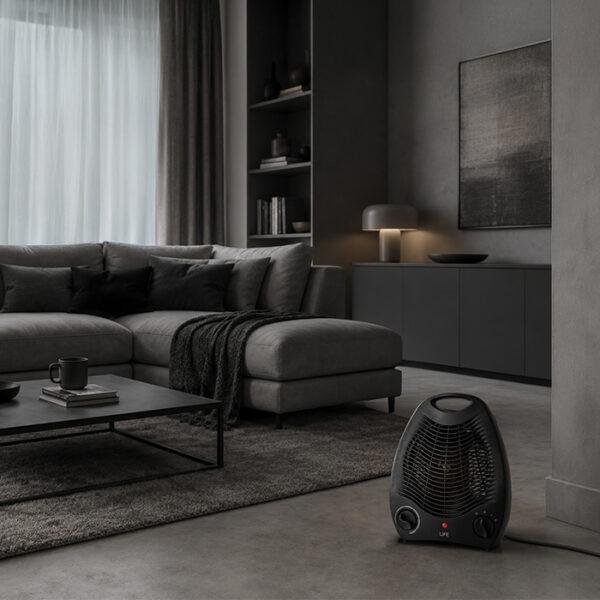 221-0551_02 LiFE WARMY BLACK – Αερόθερμο 2000W με Ρυθμιζόμενο Θερμοστάτη